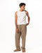 Male Greige Linen Wide Leg Pants
