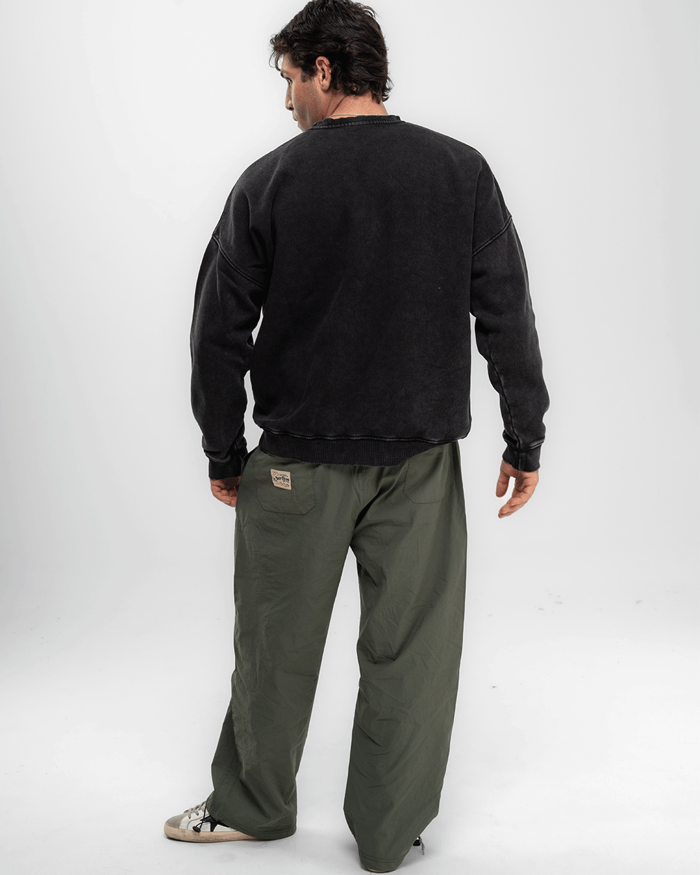 Male Olive Loose Parachute Pants Pants IN YOUR SHOE 