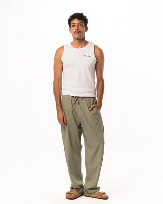 Male Sage Green Linen Wide Leg Pants Pants IN YOUR SHOE 