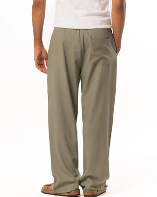 Male Sage Green Linen Wide Leg Pants Pants IN YOUR SHOE 
