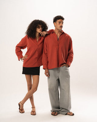 Maroon Boyfriend Linen Shirt Boyfriend Shirt IN YOUR SHOE S 