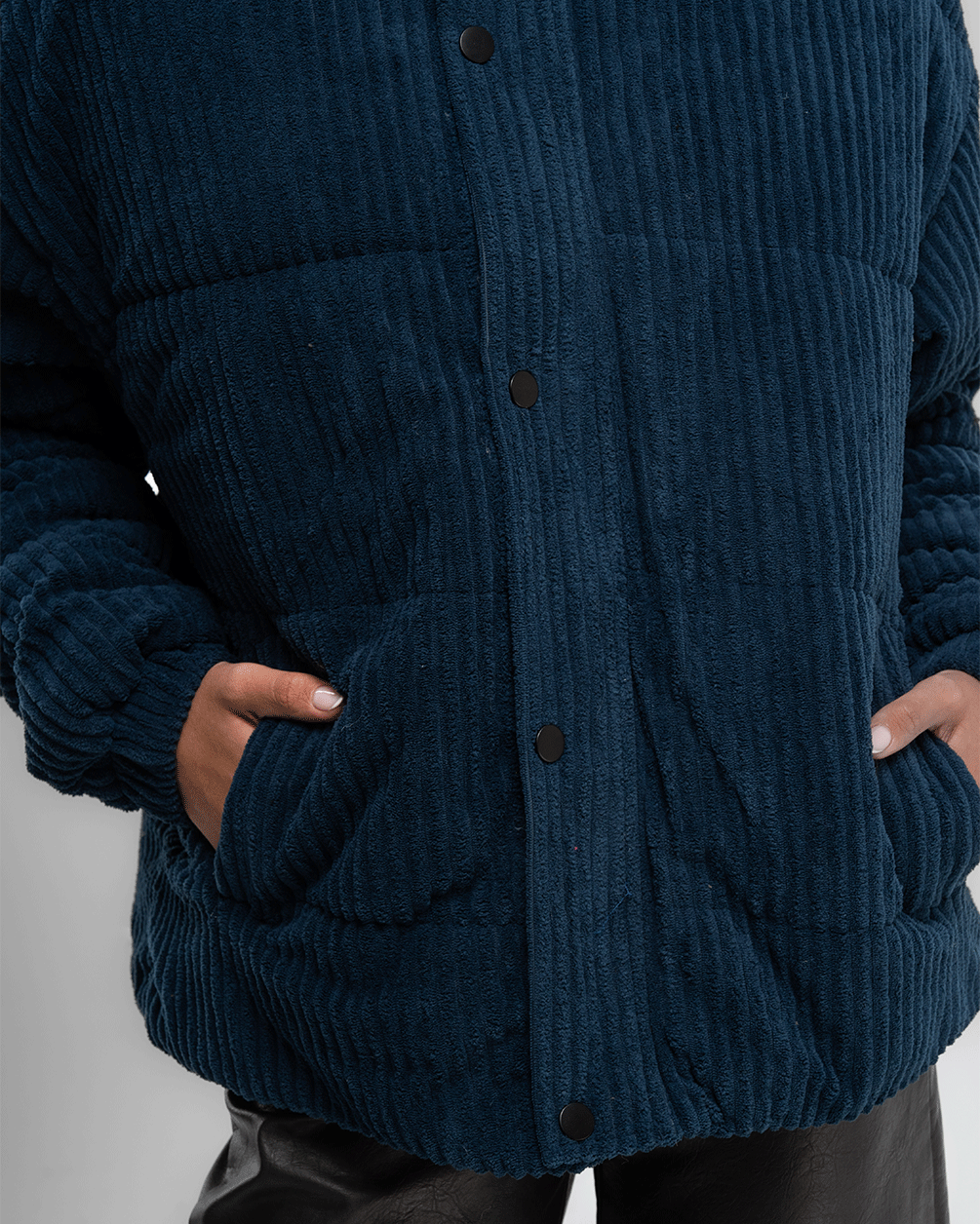 Midnight Blue Oversized Corduroy Puffer Jacket Curduroy Jackets IN YOUR SHOE 