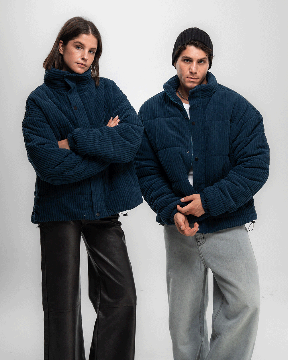 Midnight Blue Oversized Corduroy Puffer Jacket Curduroy Jackets IN YOUR SHOE S 