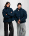 Midnight Blue Oversized Corduroy Puffer Jacket