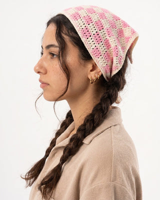 Mini Pink Checks Crochet Bandana Bandana IN YOUR SHOE 