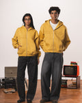Mustard Guarded Boxy Zip-Up Hoodie