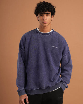Navy Blue Washed Boxy Crewneck Acid Washed Crewnecks IN YOUR SHOE 
