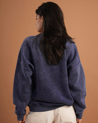 Navy Blue Washed Boxy Crewneck Acid Washed Crewnecks IN YOUR SHOE 