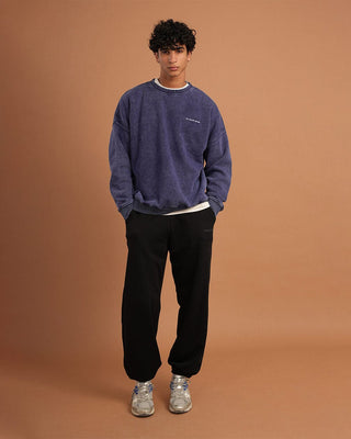Navy Blue Washed Boxy Crewneck Acid Washed Crewnecks IN YOUR SHOE 