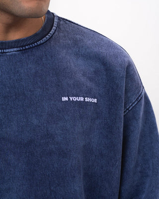 Navy Blue Washed Crewneck Acid Washed Crewnecks IN YOUR SHOE 
