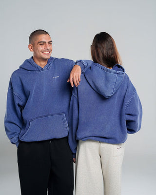 Navy Blue Washed Hoodie Acid Washed Hoodies IN YOUR SHOE S 