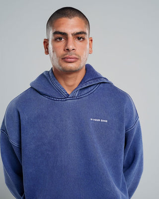 Navy Blue Washed Hoodie Acid Washed Hoodies IN YOUR SHOE L 