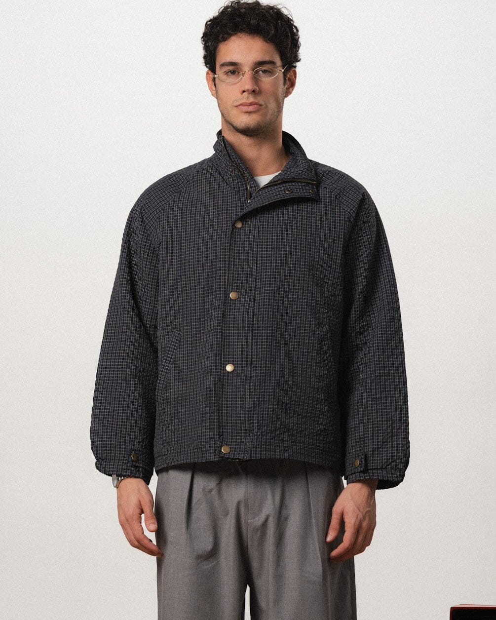 Navy Check Windbreaker Windbreaker IN YOUR SHOE M 
