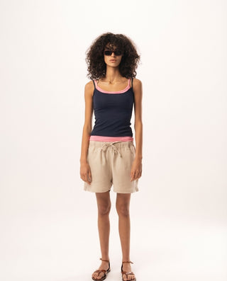 Navy Double Layer Strap Top Tops IN YOUR SHOE S 