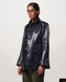 Female Navy Oversized Leather Blazer