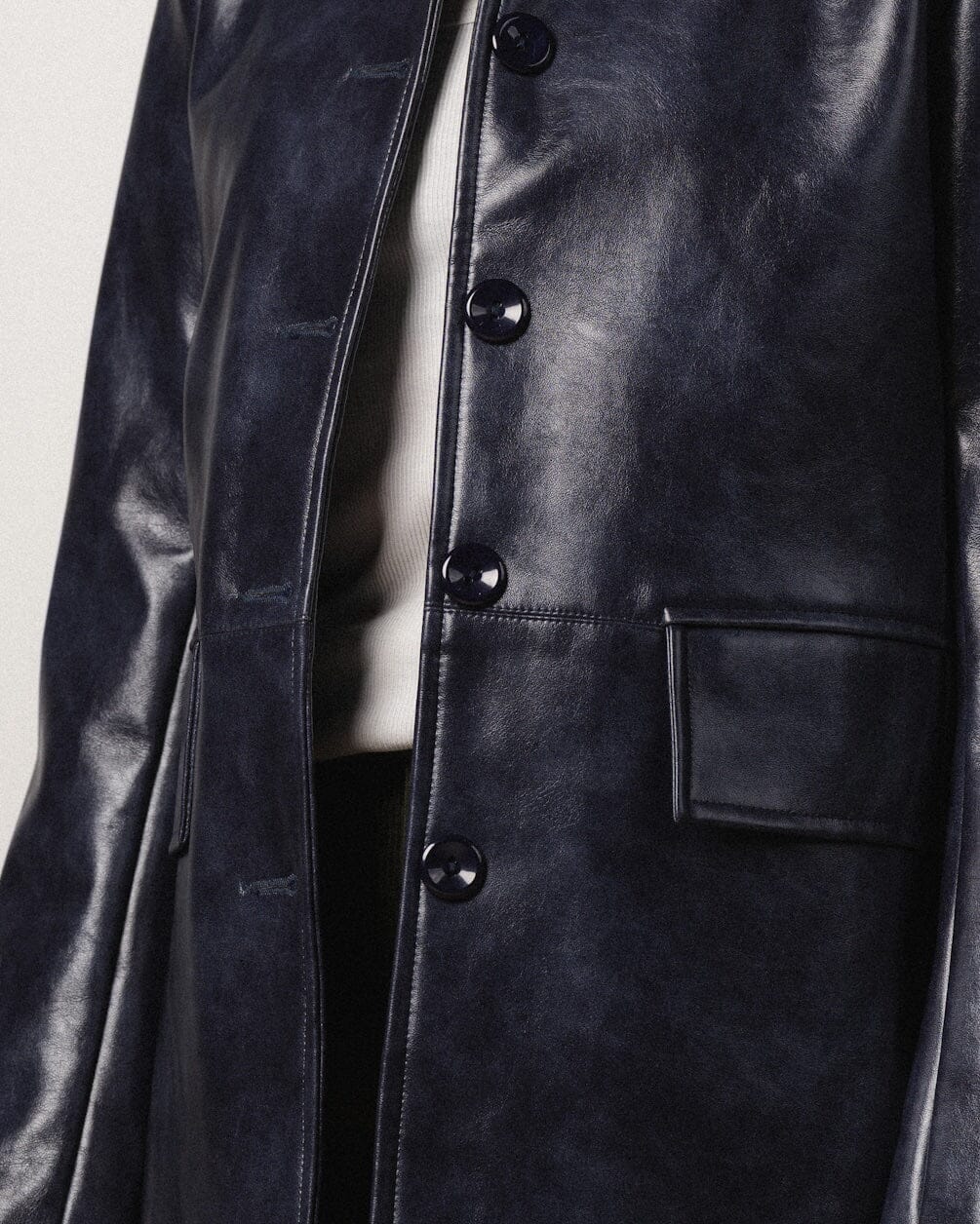 Navy Oversized Leather Blazer Leather Jacket IN YOUR SHOE 
