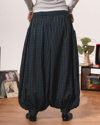 Navy Plaid Balloon Pants Pants IN YOUR SHOE 