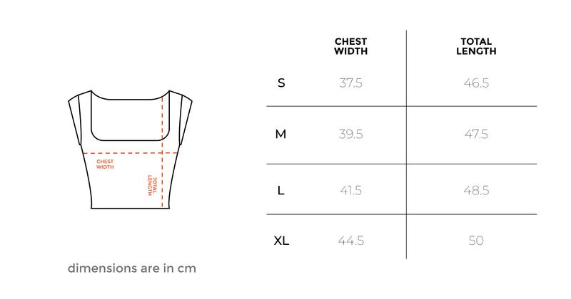 Yellow Stripped Square Neck Top size chart