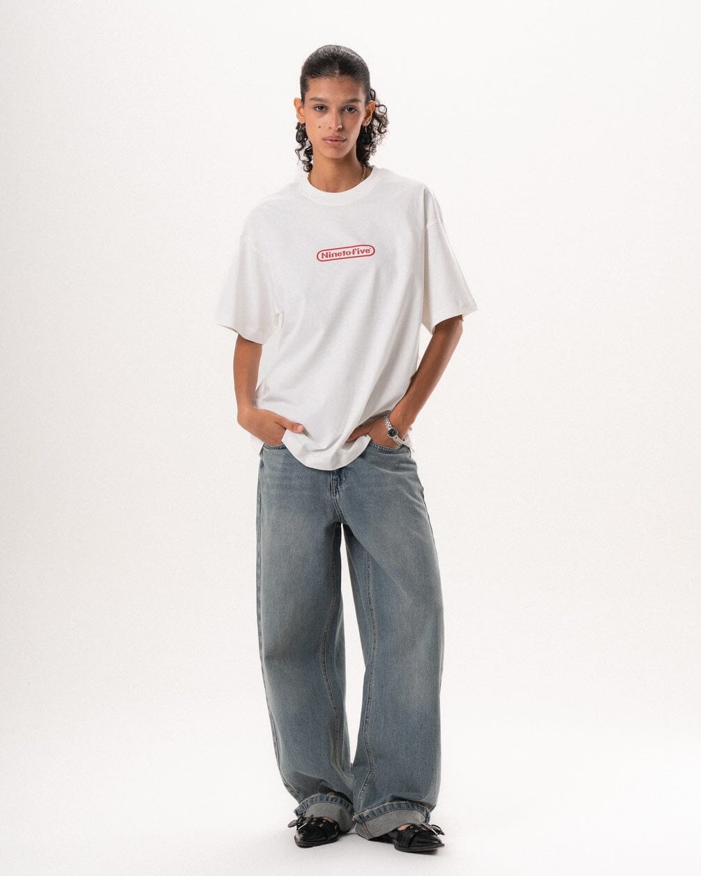 Nine To Five Oversized Tee Printed Oversized Tees IN YOUR SHOE 