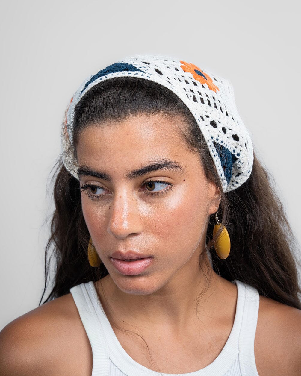 Off White Floral Crochet Bandana Bandana IN YOUR SHOE 