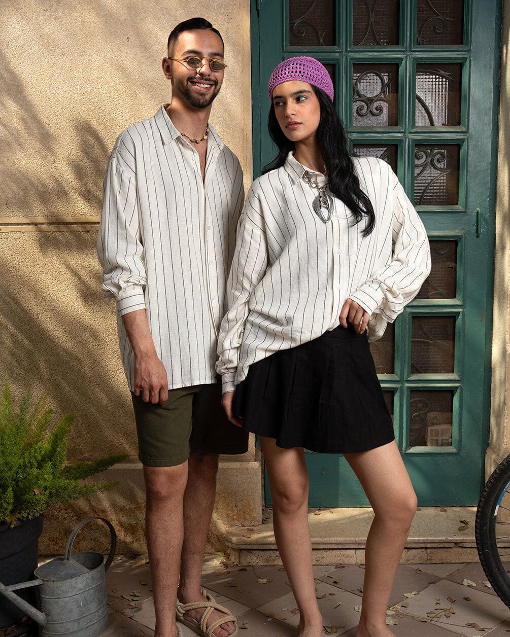 Off White Striped Shirt Linen Shirt IN YOUR SHOE 
