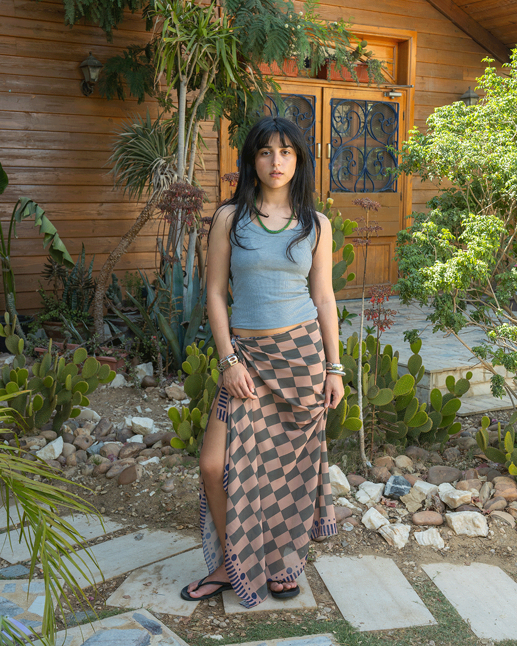 Olive Checks Maxi Flowy Wrap Flowy Wraps Maxi IN YOUR SHOE 