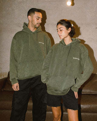 Olive Green Acid Washed Hoodie Acid Washed Hoodie IN YOUR SHOE 