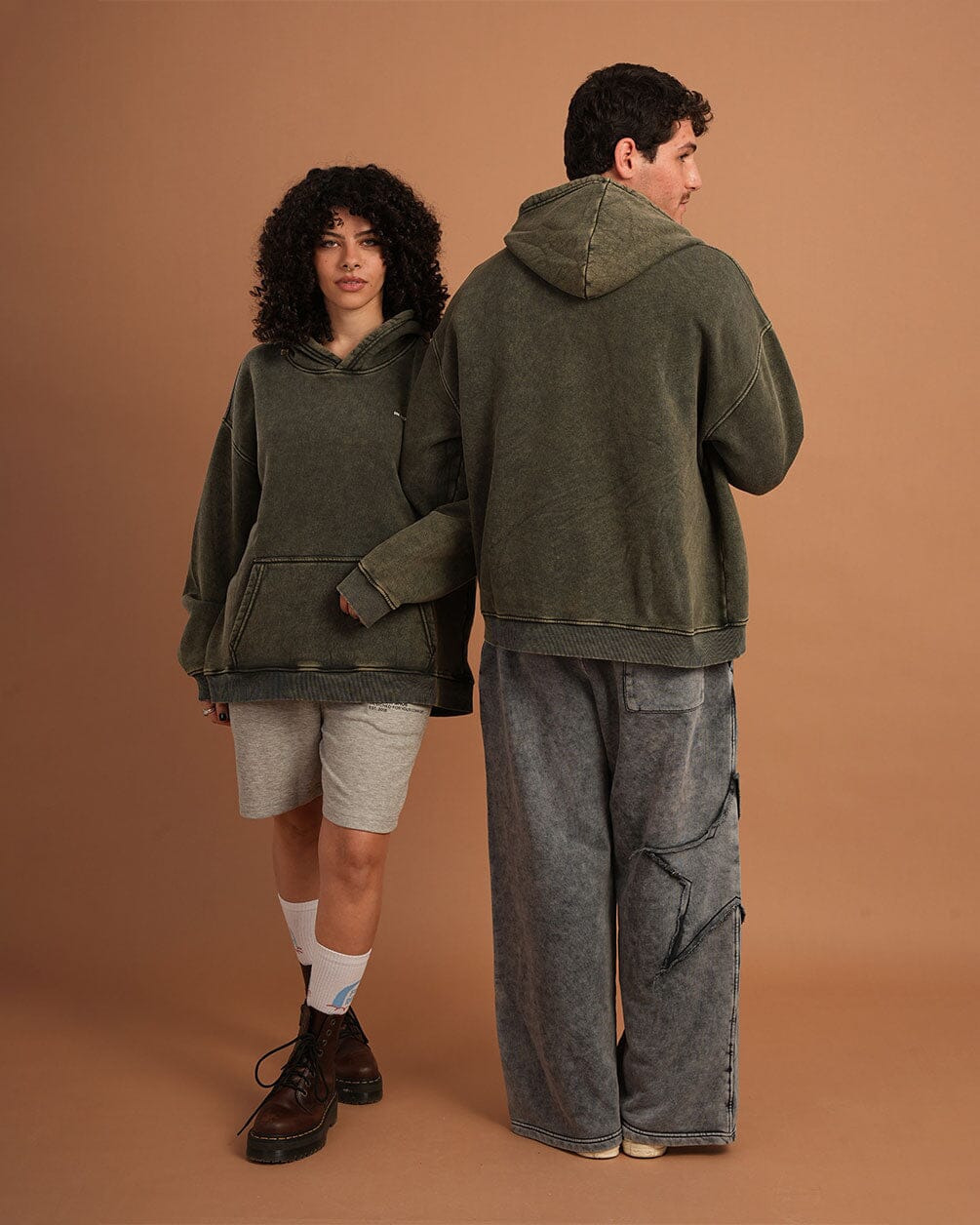 Olive IYS Washed Hoodie Acid Washed Hoodies IN YOUR SHOE 