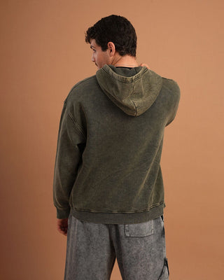 Olive IYS Washed Hoodie Acid Washed Hoodies IN YOUR SHOE 