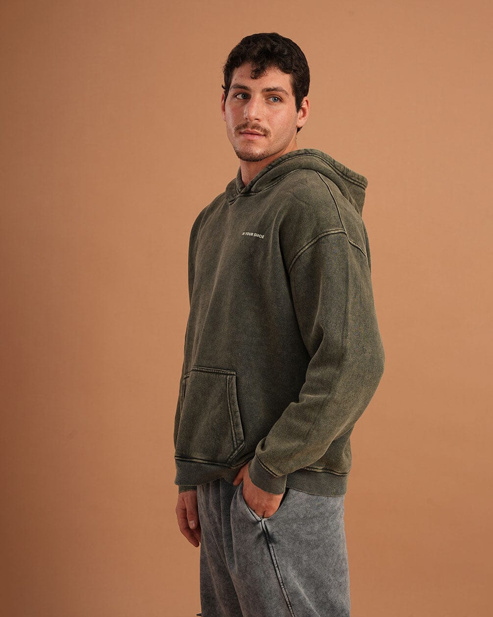 Olive IYS Washed Hoodie Acid Washed Hoodies IN YOUR SHOE 