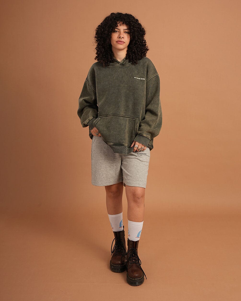 Olive IYS Washed Hoodie Acid Washed Hoodies IN YOUR SHOE 