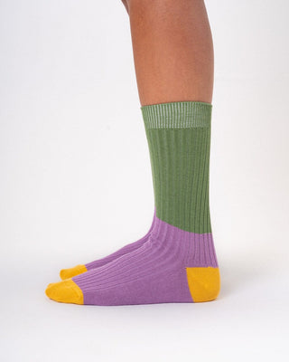 Olive Lavender Color Block Neck Socks Neck Socks IN YOUR SHOE 