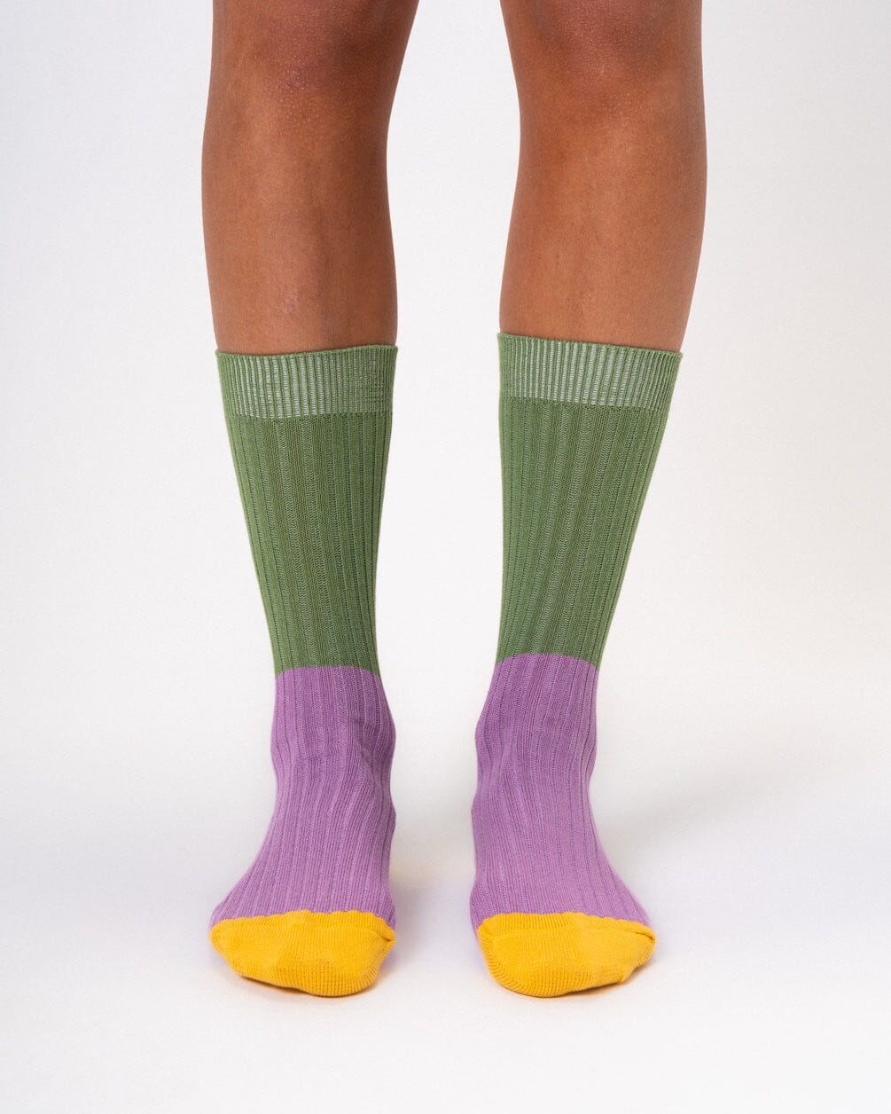 Olive Lavender Color Block Neck Socks Neck Socks IN YOUR SHOE 