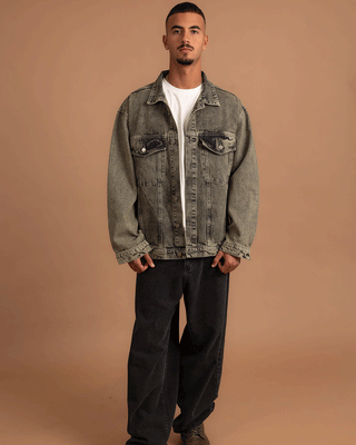 Olive Oversized Denim Jacket Denim Jacket IN YOUR SHOE L 