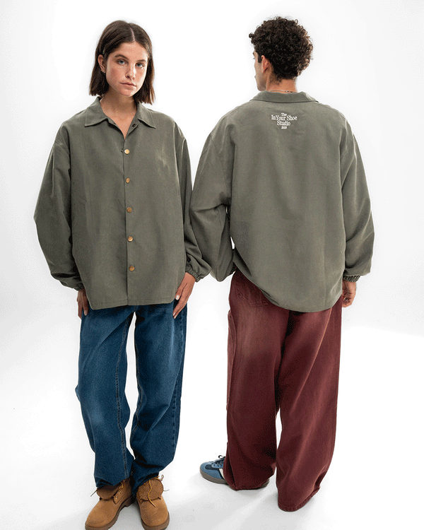 Olive Oversized Textured Windbreaker