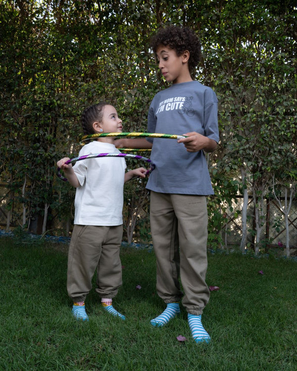 Olive Paneled Loose Kids Sweatpants