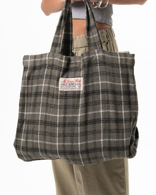 Olive Plaid Tote Bag Wool Tote Bag IN YOUR SHOE 