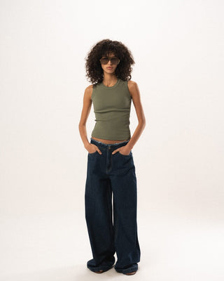 Olive Stitched Tank Top Tank Tops IN YOUR SHOE S 