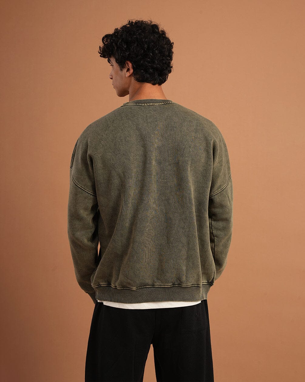 Olive Washed Boxy Crewneck IN YOUR SHOE