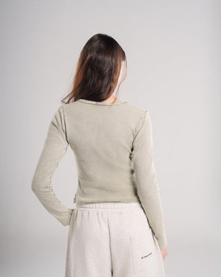 Olive Washed Long Sleeve Top Long Sleeve Tops IN YOUR SHOE M 