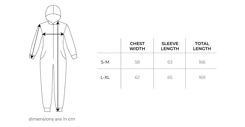 Dragon Onesie size chart