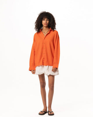 Orange Boyfriend Linen Shirt Boyfriend Shirt IN YOUR SHOE 