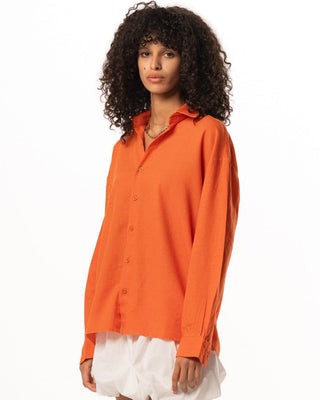 Orange Boyfriend Linen Shirt Boyfriend Shirt IN YOUR SHOE 