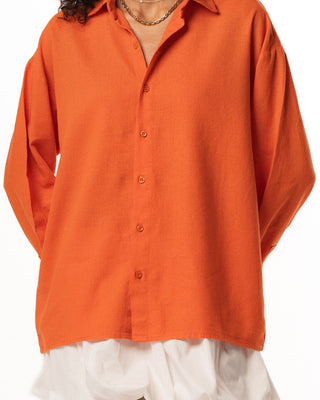 Orange Boyfriend Linen Shirt Boyfriend Shirt IN YOUR SHOE 