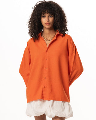 Orange Boyfriend Linen Shirt Boyfriend Shirt IN YOUR SHOE 