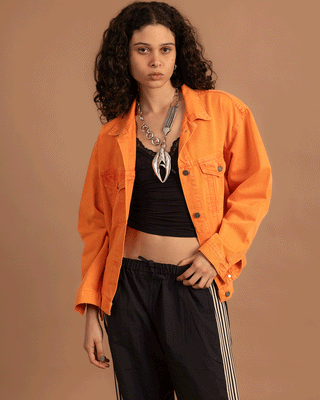 Orange Denim Jacket Denim Jacket IN YOUR SHOE 