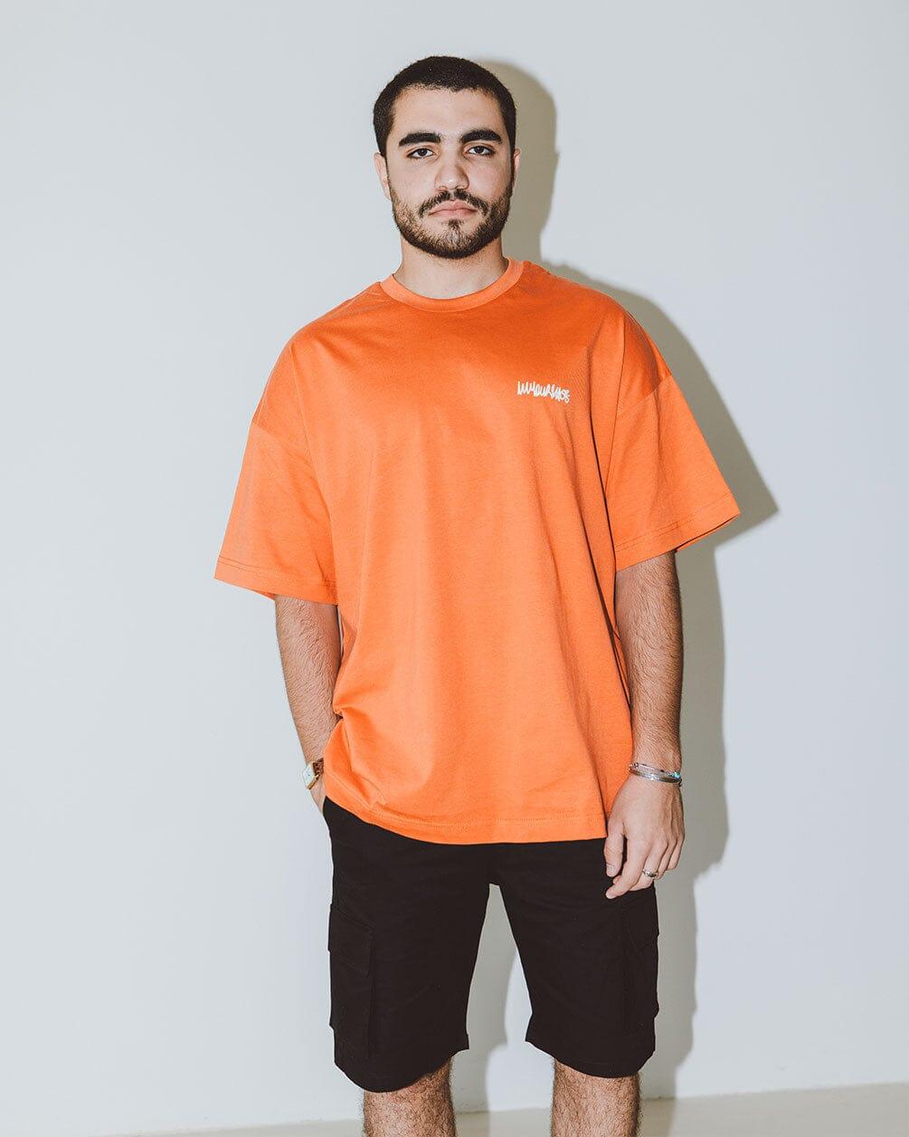 Orange IYS Printed Oversized Tee Printed Oversized Tees IN YOUR SHOE L 