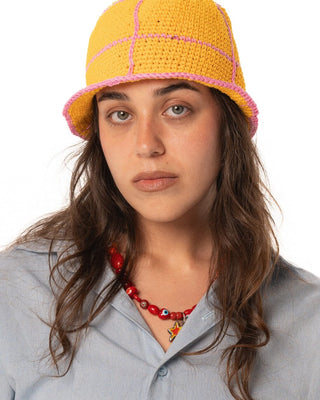 Orange & Pink Crochet Bucket Hat Bucket IN YOUR SHOE 