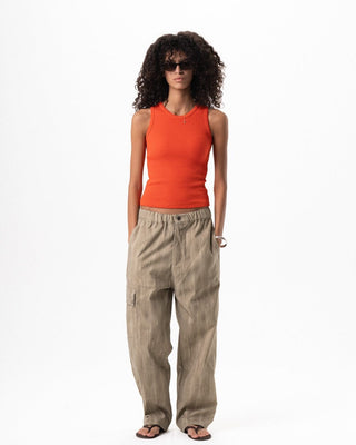 Orange Ribbed Tank Top Tank Tops IN YOUR SHOE M 