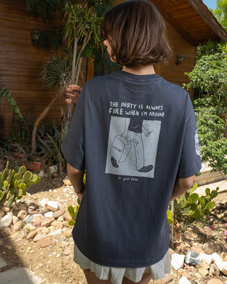 Party Is Always Fire Oversized Tee Printed Oversized Tees IN YOUR SHOE 